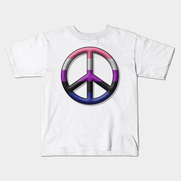 Peace Pride design in Gender Fluid pride flag colors Kids T-Shirt by LiveLoudGraphics